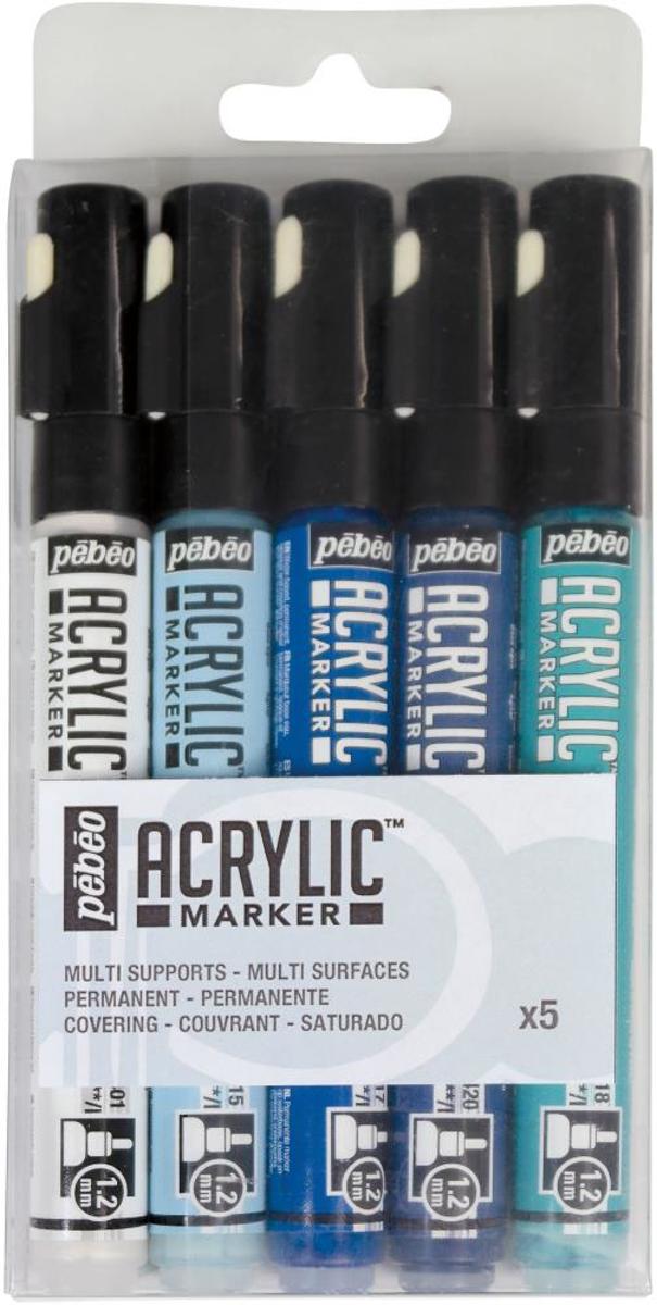 Pebeo - Acryl Markers 1.2mm - Assorti Kleuren - set 5 stuks