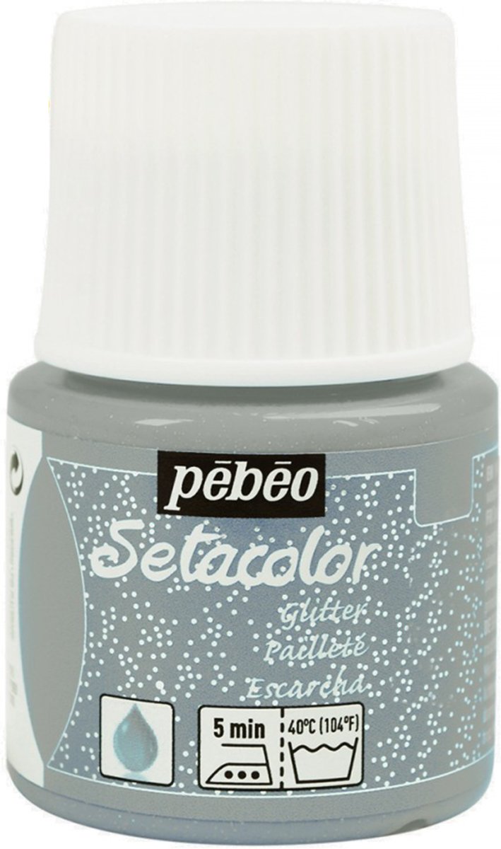 Pébéo Setacolo Glitter Zilveren Textielverf - 45ml textielverf voor lichte stoffen