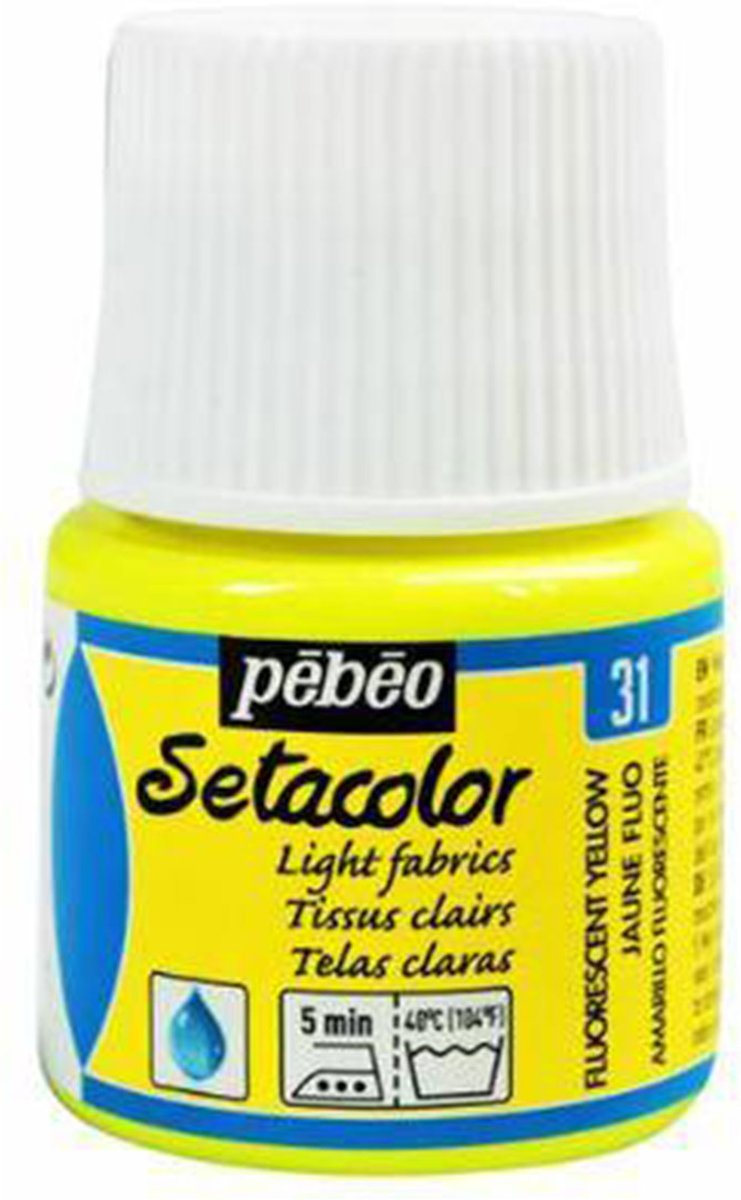Pébéo Setacolor Fluoriserend Gele Textielverf - 45ml textielverf voor lichte stoffen