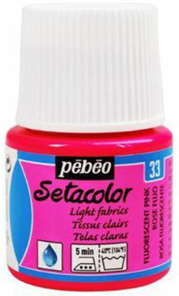 Pébéo Setacolor Fluoriserend Roze Textielverf - 45ml textielverf voor lichte stoffen