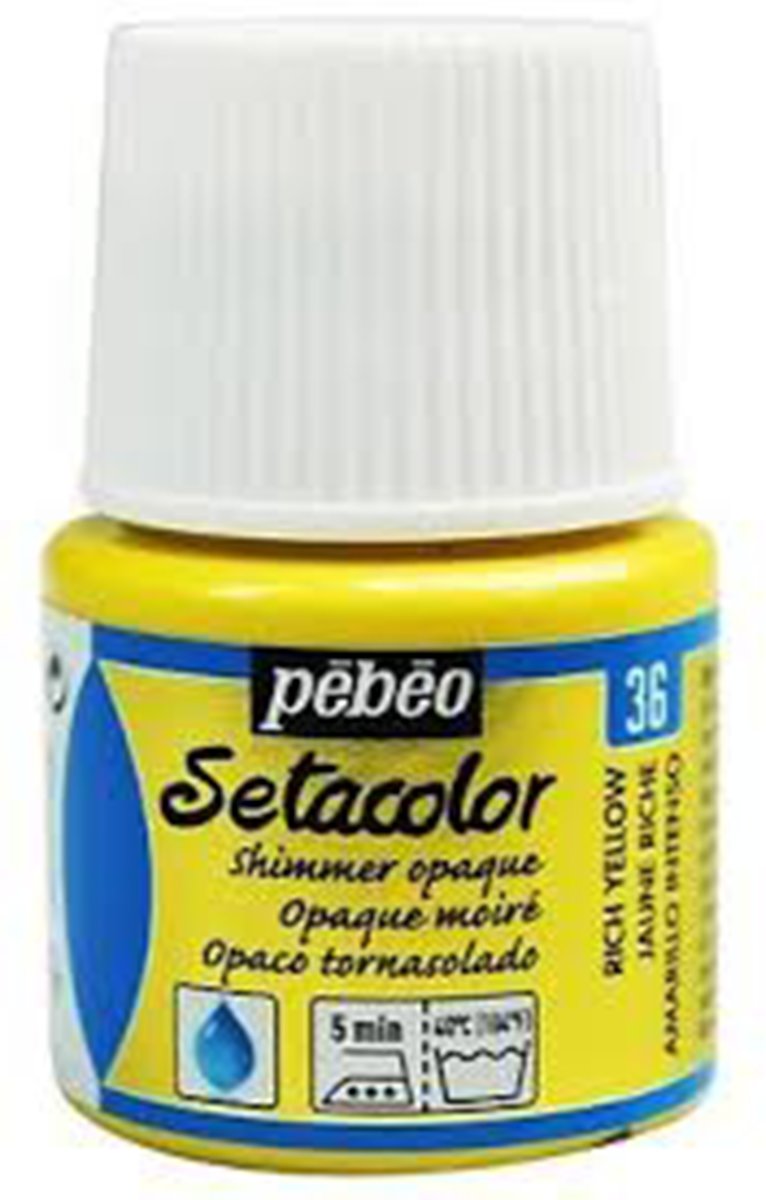 Pébéo Setacolor Glanzend Gele Textielverf - 45ml textielverf voor donkere en lichte stoffen