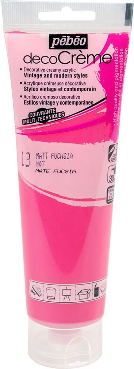 Verf fuchsia - acryl mat - 120 ml - Pébéo