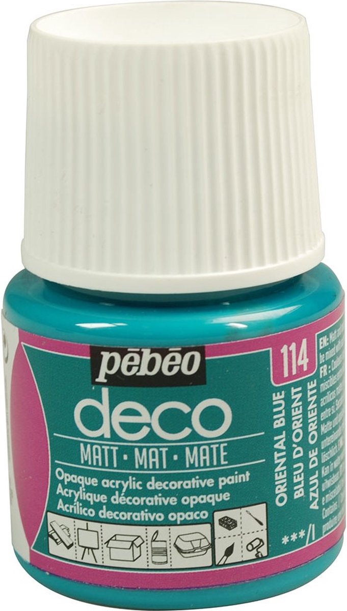 Verf oosters blauw - acryl mat - 45 ml - Pébéo