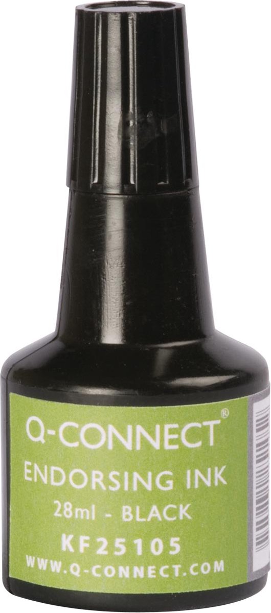 Q-CONNECT stempelinkt, flesje van 28 ml, zwart 10 stuks