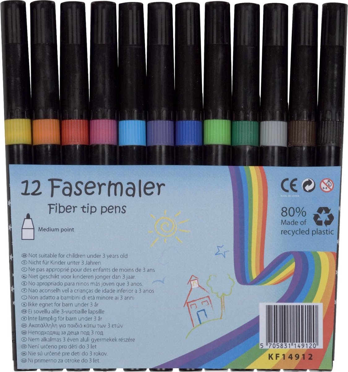 Q-Connect viltstift, geassorteerde kleuren, pak van 12 stuks