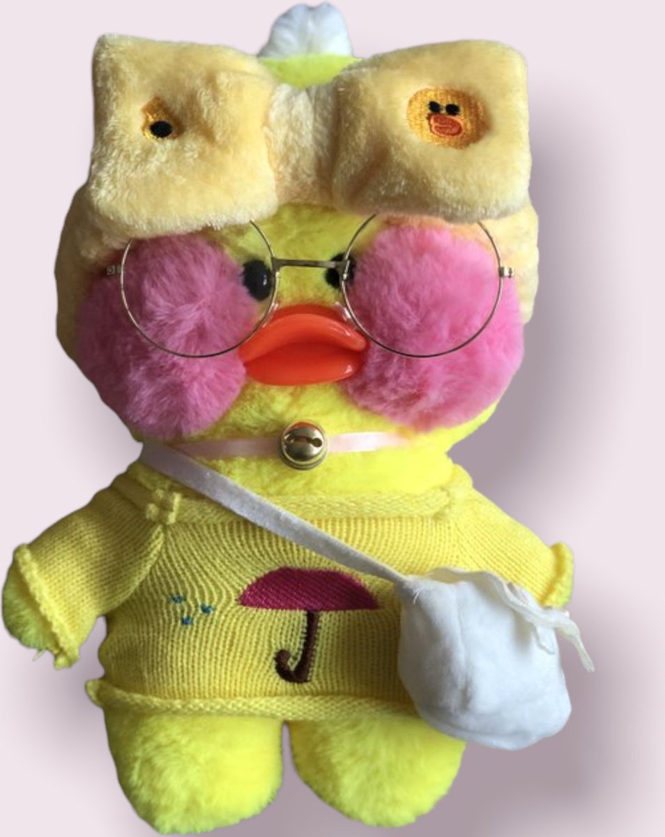 Paper Duck knuffel - Paper Duck - Lalafanfan - Paperduck - Knuffel Eend - 30cm - Geel met gele kleding