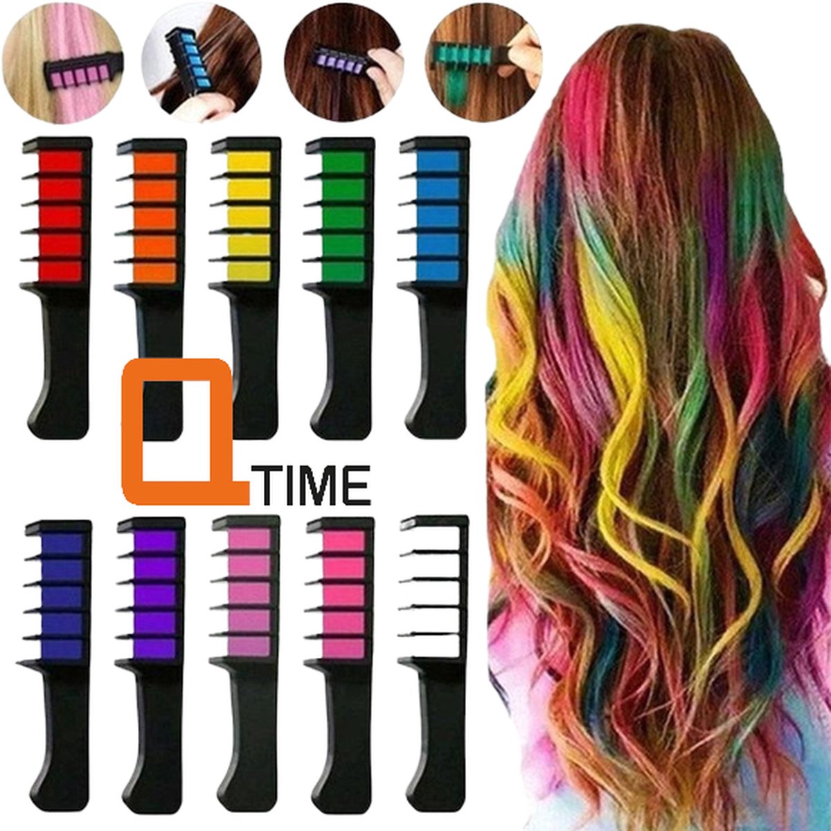   - Haarkrijt - Hair Chalk - Verkleedkleding Accessoires - Themafeest - Haar Krijt Haarkleuring - Regenboog Haarverf - Haarmascara Dames - Knutselen en Speelgoed - Kinderfeestje - Festival - Unicorn - 10 Kleuren