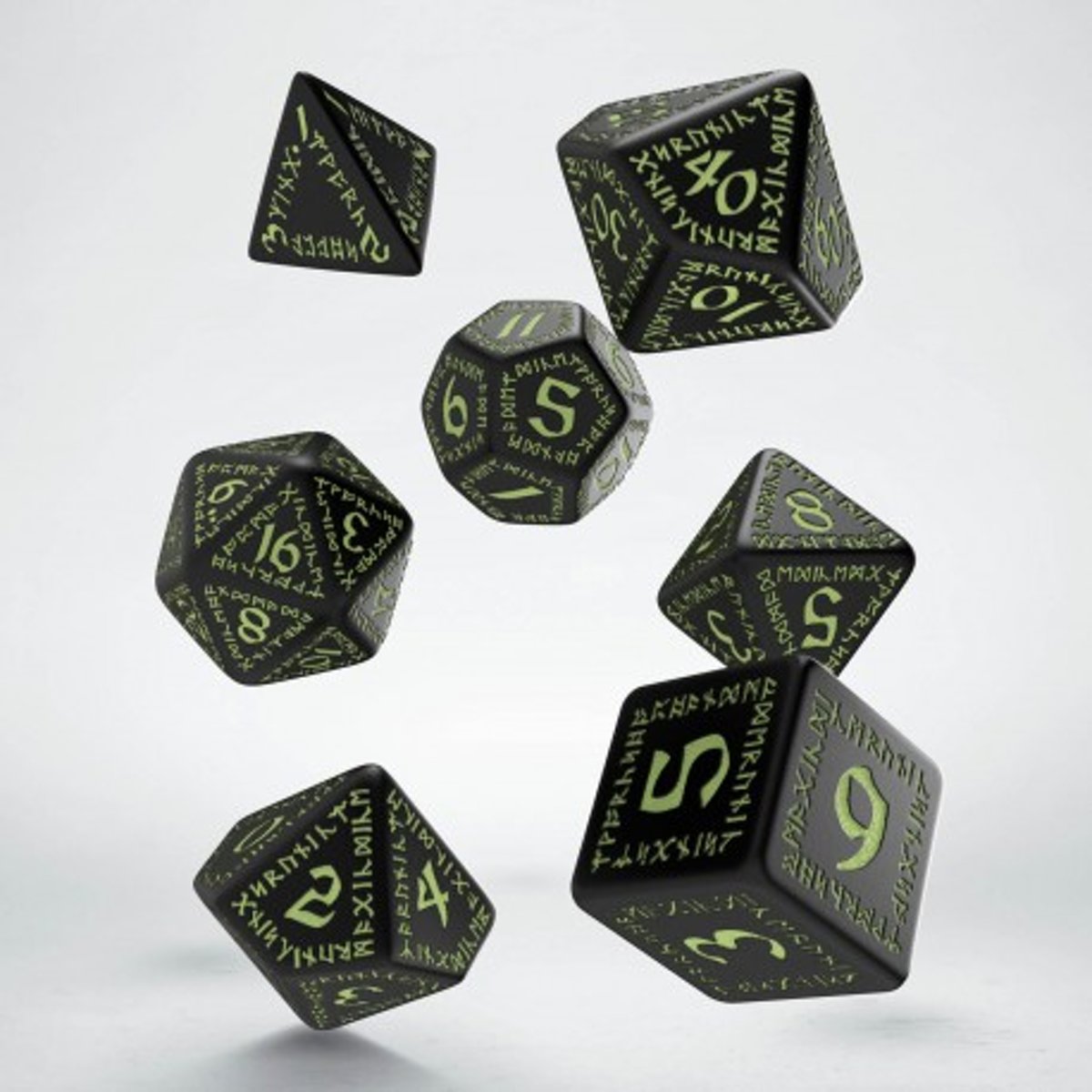 Polydice Set Q-Workshop Runic Black & Glow in the Dark