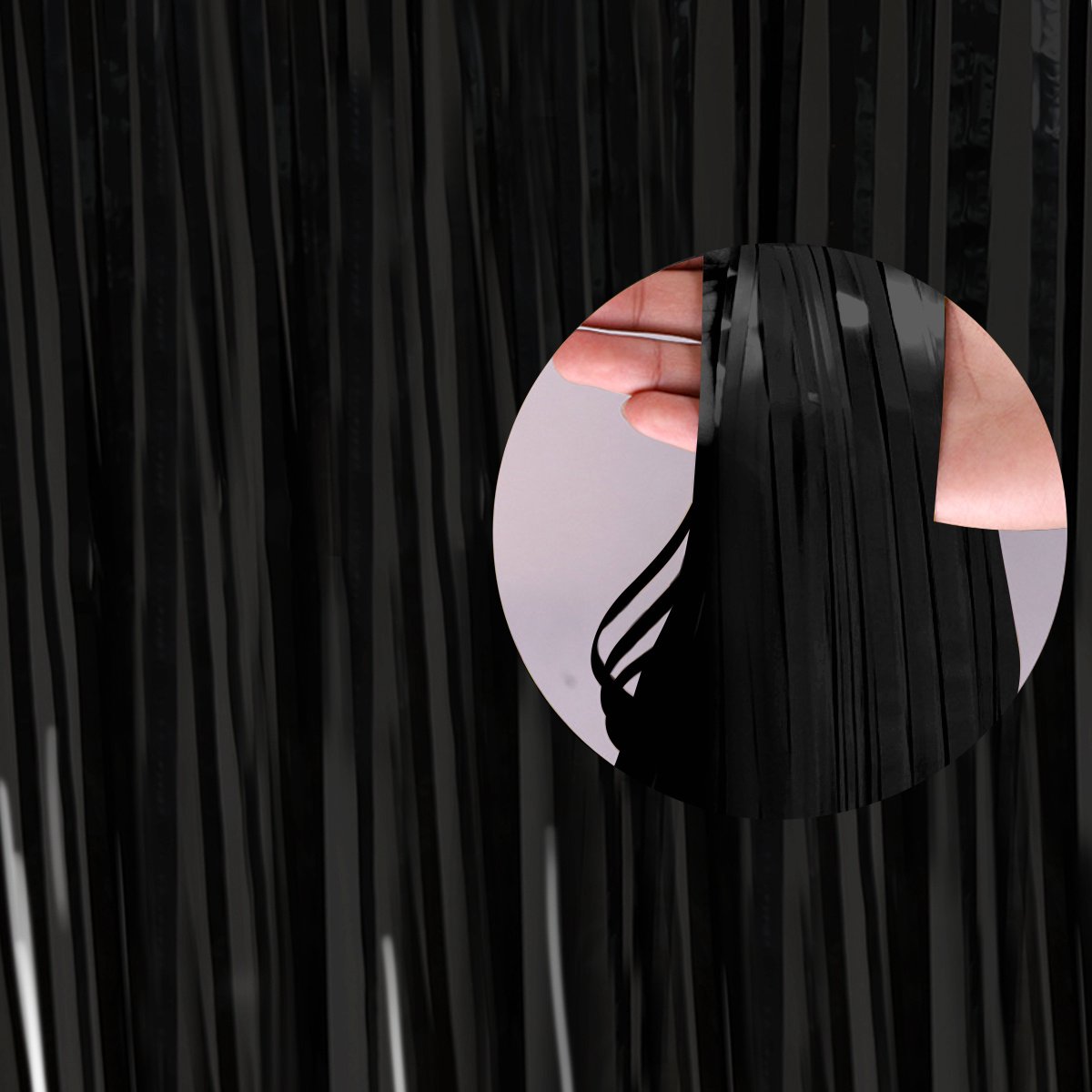 Backdrop Deurgordijn Gordijn Zwart Verjaardag Halloween Feest Versiering Deur Folie Gordijn Versiering - 100*200 Cm