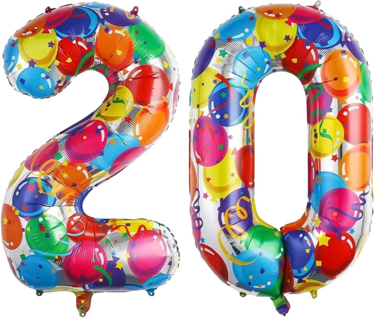 Cijfer Ballonnen Ballon Cijfer 20 Verjaardag Versiering Feest Helium Ballonnen Cijferballon Folieballon Kleur Xl Formaat