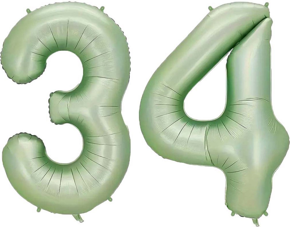 Cijfer Ballonnen Ballon Cijfer 34 Verjaardag Versiering Feest Helium Ballonnen Cijferballon Folieballon Kleur Xl Formaat