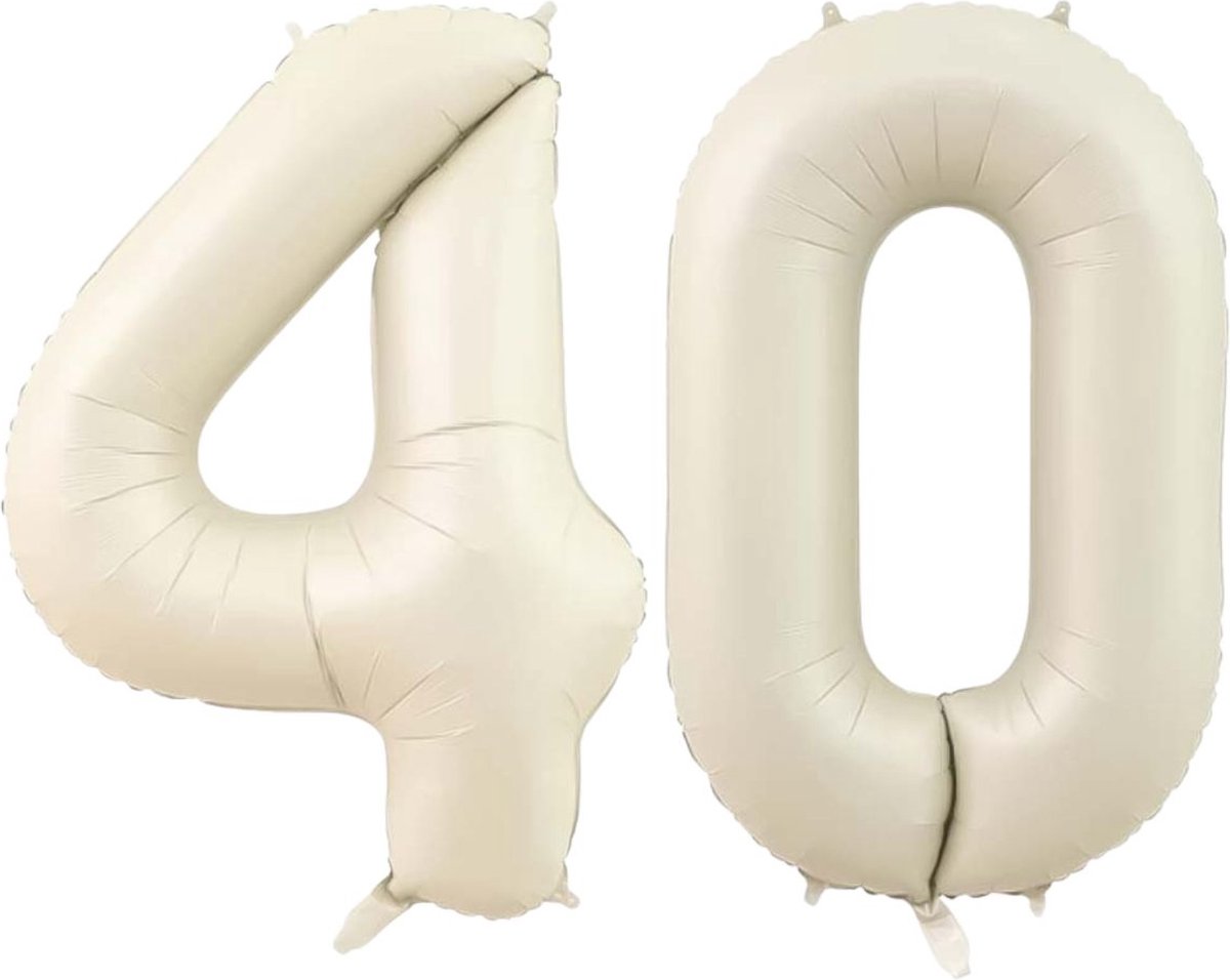 Cijfer Ballonnen Ballon Cijfer 40 Verjaardag Versiering Feest Helium Ballonnen Cijferballon Folieballon Wit Xl Formaat