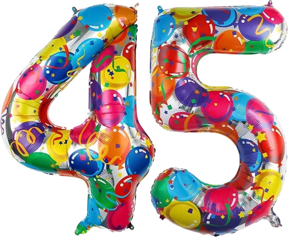 Cijfer Ballonnen Ballon Cijfer 45 Verjaardag Versiering Feest Helium Ballonnen Cijferballon Folieballon Kleur Xl Formaat