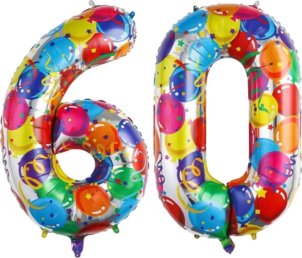 Cijfer Ballonnen Ballon Cijfer 60 Verjaardag Versiering Feest Helium Ballonnen Cijferballon Folieballon Kleur Xl Formaat
