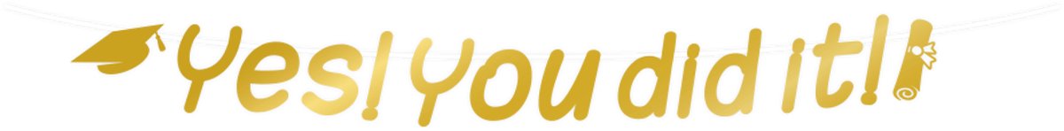 Q2P - Geslaagd Slinger – Yes! You Did It – Goud - Vlaggenlijn met Hoed & Diploma – Graduation Decoratie