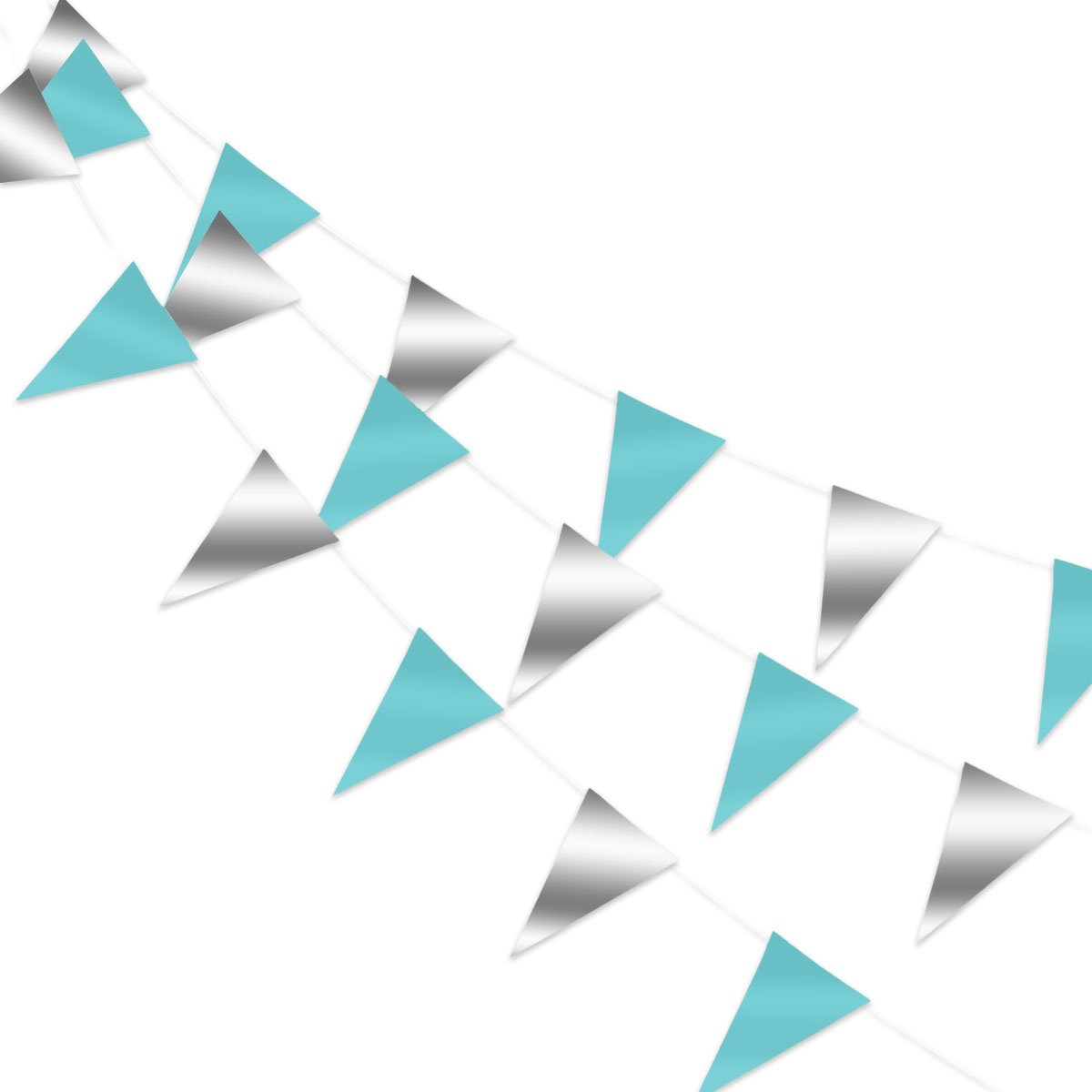 Q2P - Slingers - Verjaardag - Versiering - Vlaggenlijn - Babyshower - Feest - Gender Reveal - Slinger - Zilver - Blauw