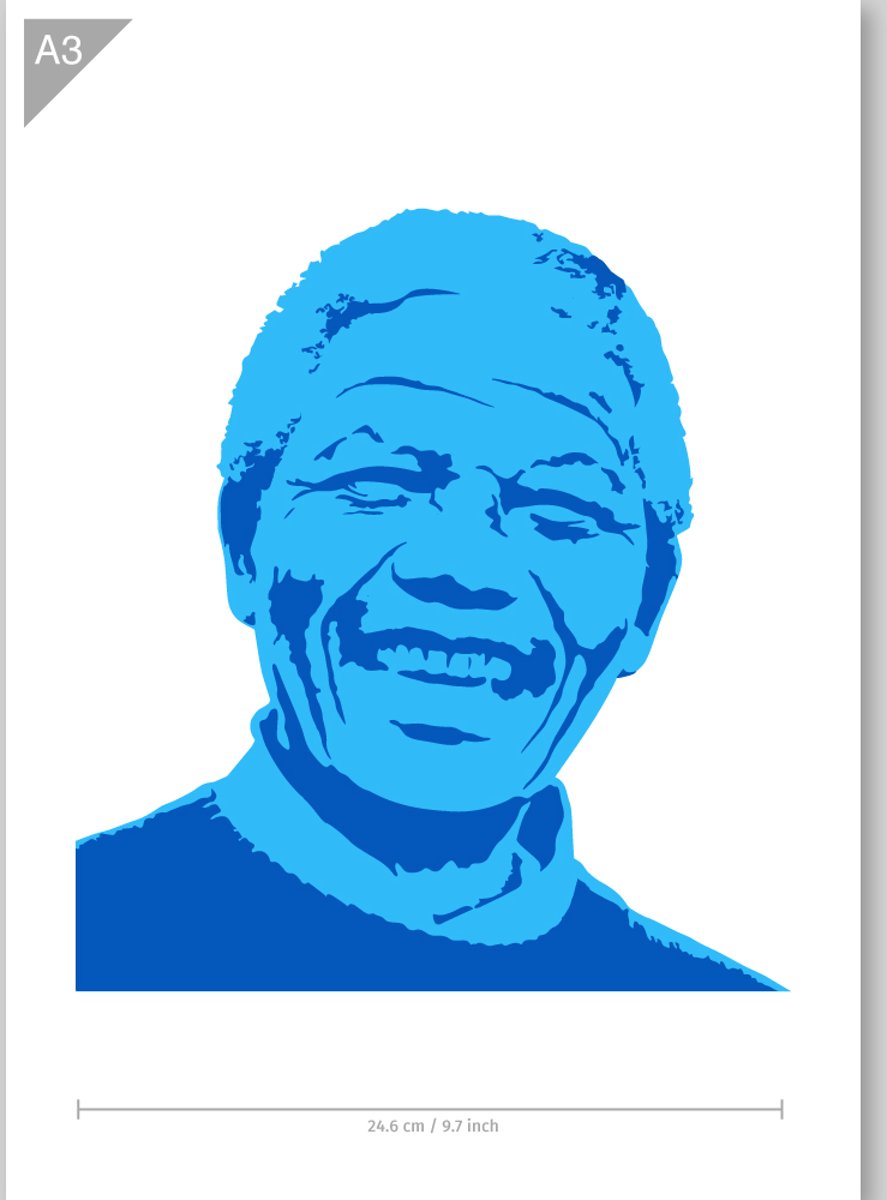 Nelson Mandela Sjabloon - 2 Lagen Kunststof Stencil - A3 29,7 x 42cm - Nelson is is 24,6 cm breed
