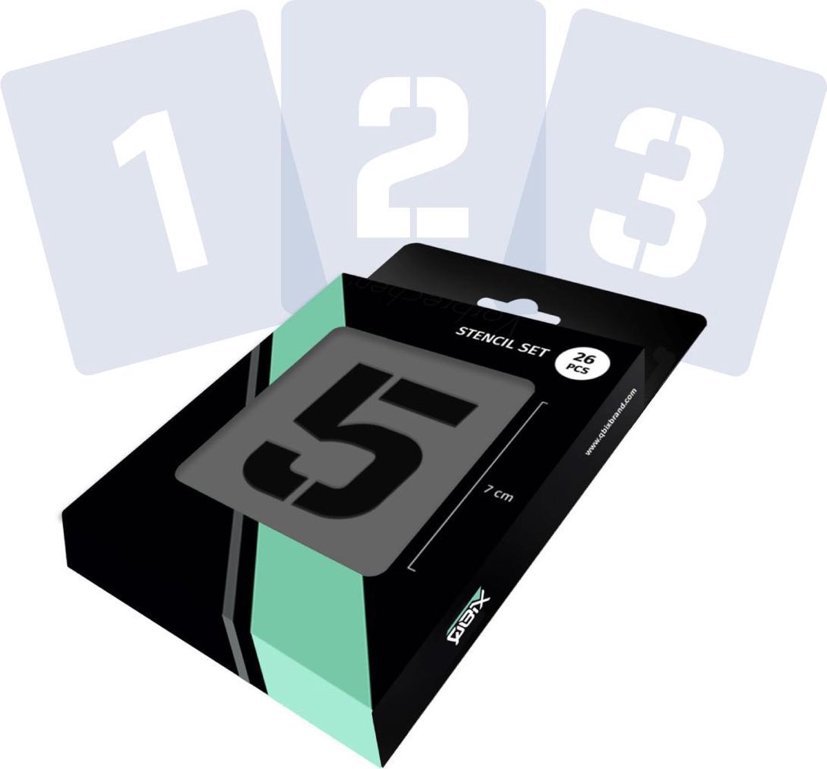 QBIX Cijfersjablonen Set - 11,8 x 14cm - Cijfers & Symbolen - Cijfers zijn 7,2cm hoog