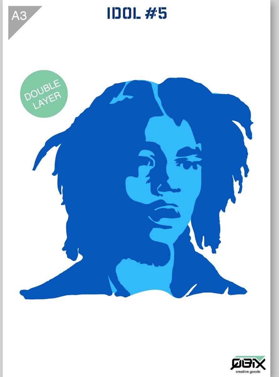 Sjabloon Bob Marley Kunststof Stencil A3 42 x 29,7 cm - 2-laags