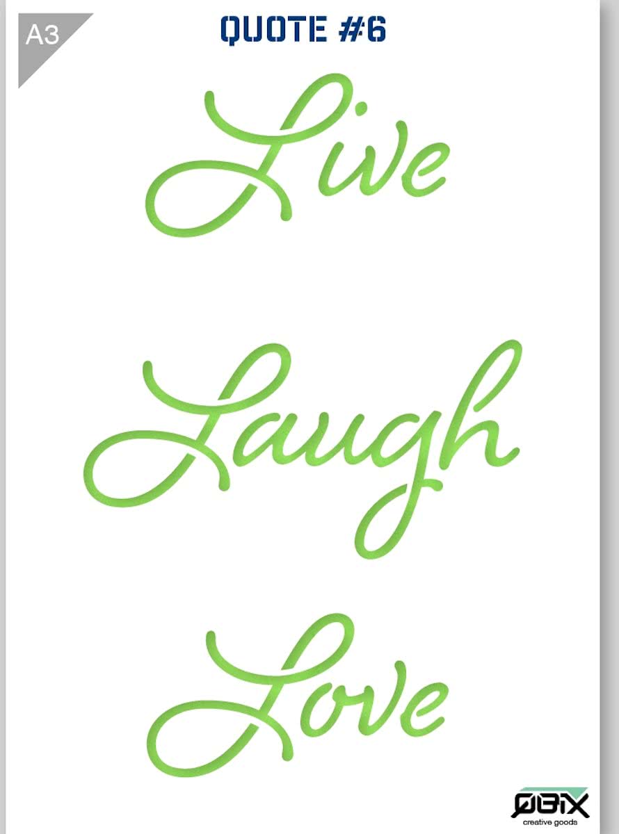 Sjabloon Live Laugh Love Quote Kunststof Stencil A3 42 x 29,7 cm