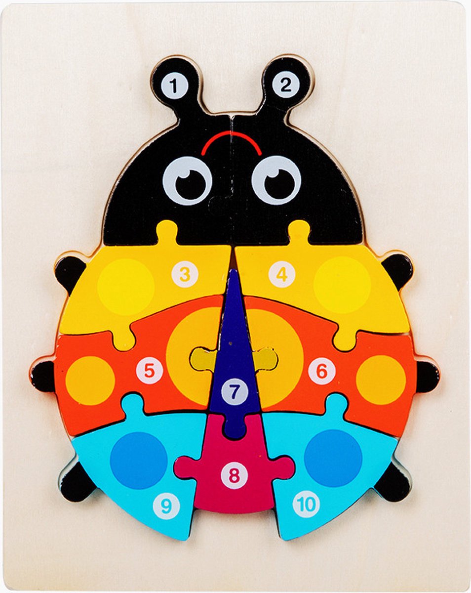 Houten Blokpuzzel-Montessori Speelgoed-3D puzzel-Kinderen-3 Jaar-Gift-Cadeau-Siebenpuntje