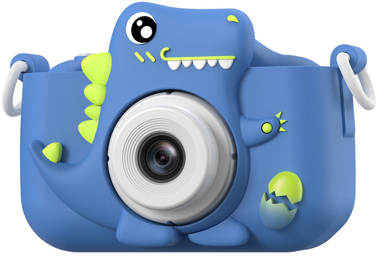 QTTVBTNA - Kindercamera - Dinosaurus Speelgoedcamera met 32GB SD - kinderspeelgoed - Fotocamera voor Kinderen 3-12 Jaar - Zelfontspanner - Video Opname - Cadeau voor Meisjes & Jongens (Kerstcadeau, Verjaardag) - Blauw