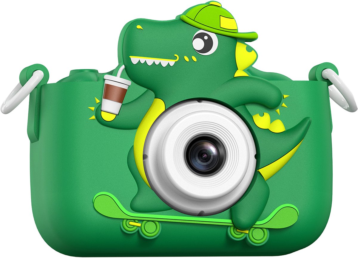 QTTVBTNA - Kindercamera - Dinosaurus Speelgoedcamera met Zachte Hoes - Fotocamera voor Kinderen 3-12 Jaar - Zelfontspanner, Video Opname - Cadeau voor Meisjes & Jongens (Kerstcadeau, Verjaardag) - Groen
