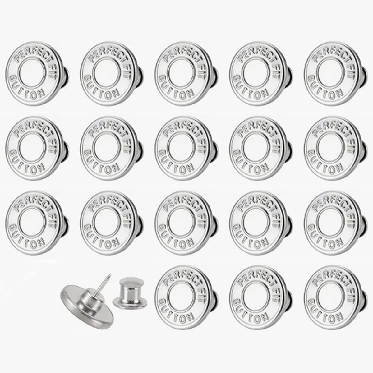 QTTVBTNA -18 stuks afneembare jeansknopen zonder naaien – 17mm metalen broekknopen met pin, verstelbare tailleknopen voor jeans, broeken en rokken