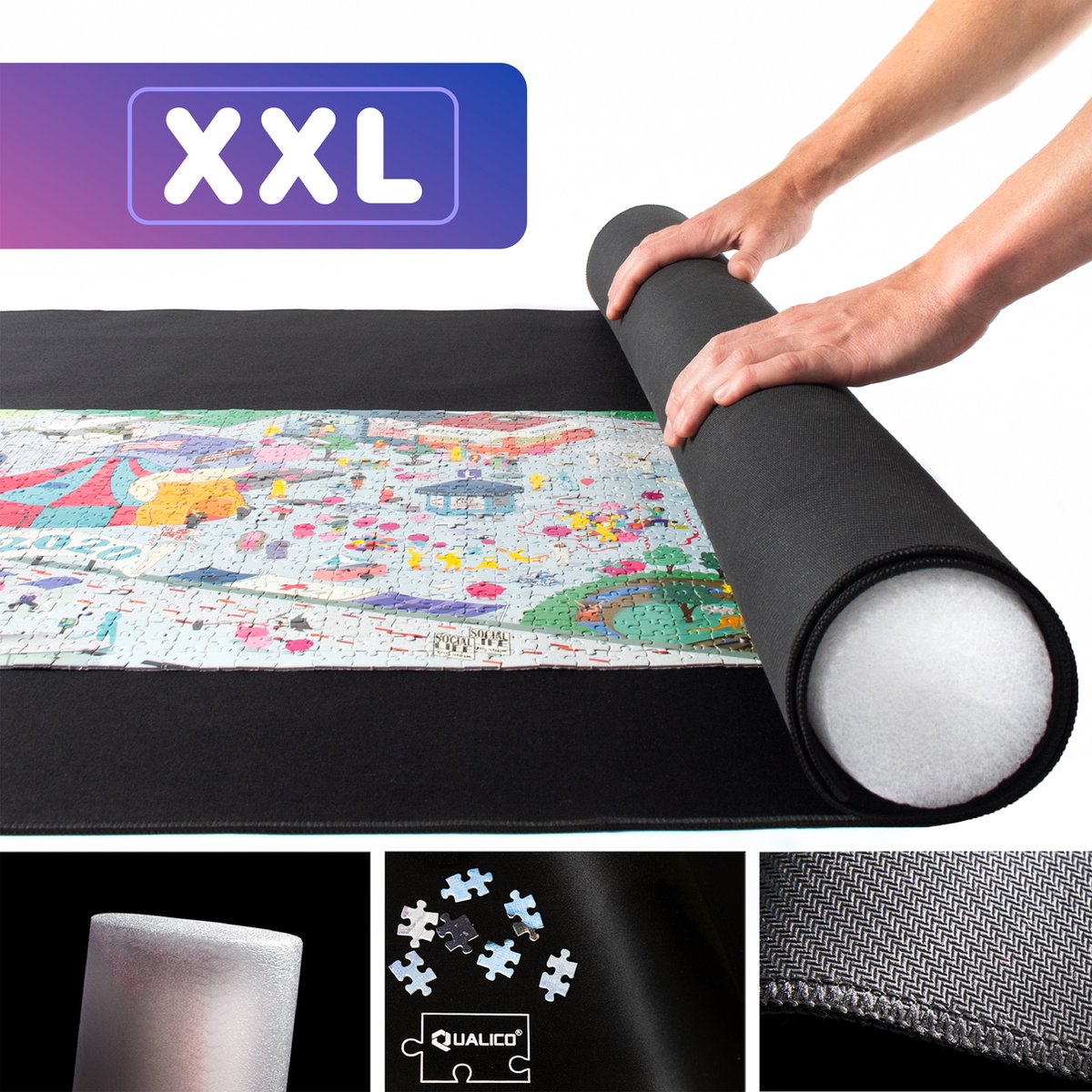 Luxe XXL Antislip Puzzelmat met Foamtube voor Legpuzzels van 500, 1000, 1500 tot +3000 Stukjes - 95 x 150cm