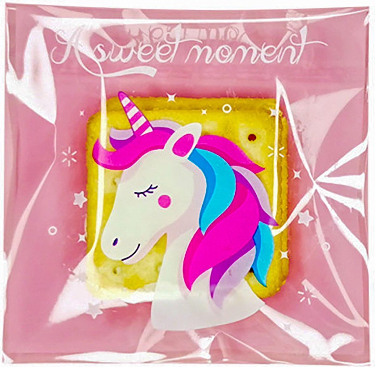 QY unicorn uitdeelzakjes cellofaanzakjes snoepzakjes snoep - set van 10 stuks