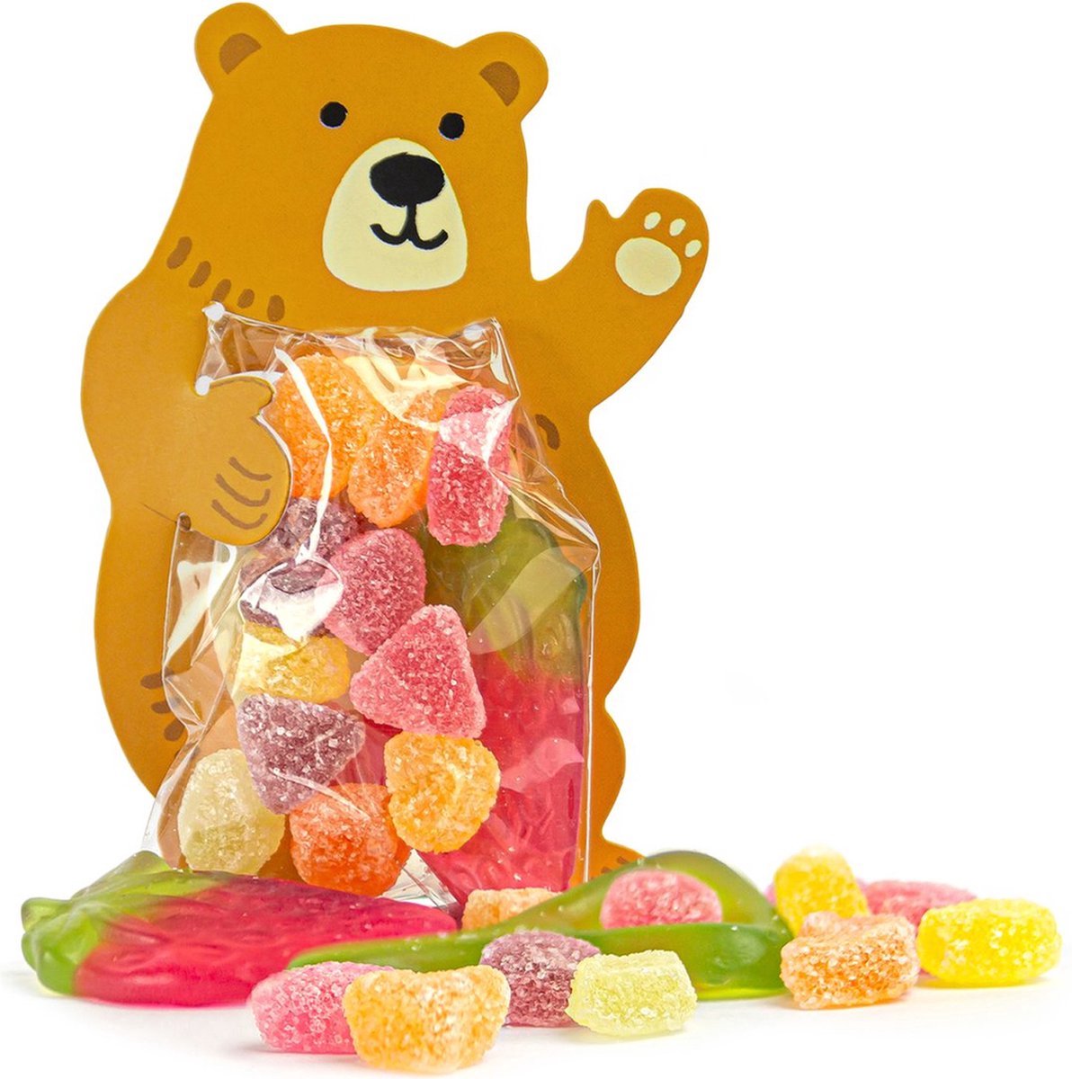 Uitdeelzakjes Beer Snoepzakjes – Cellofaan zakjes met Beer van karton – 30 stuks – 12cm x 7.5cm