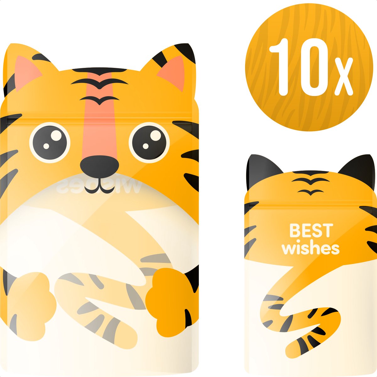 Uitdeelzakjes voor traktatie of uitdeelcadeautjes - traktatie zakjes set van 10 stuks - tijger