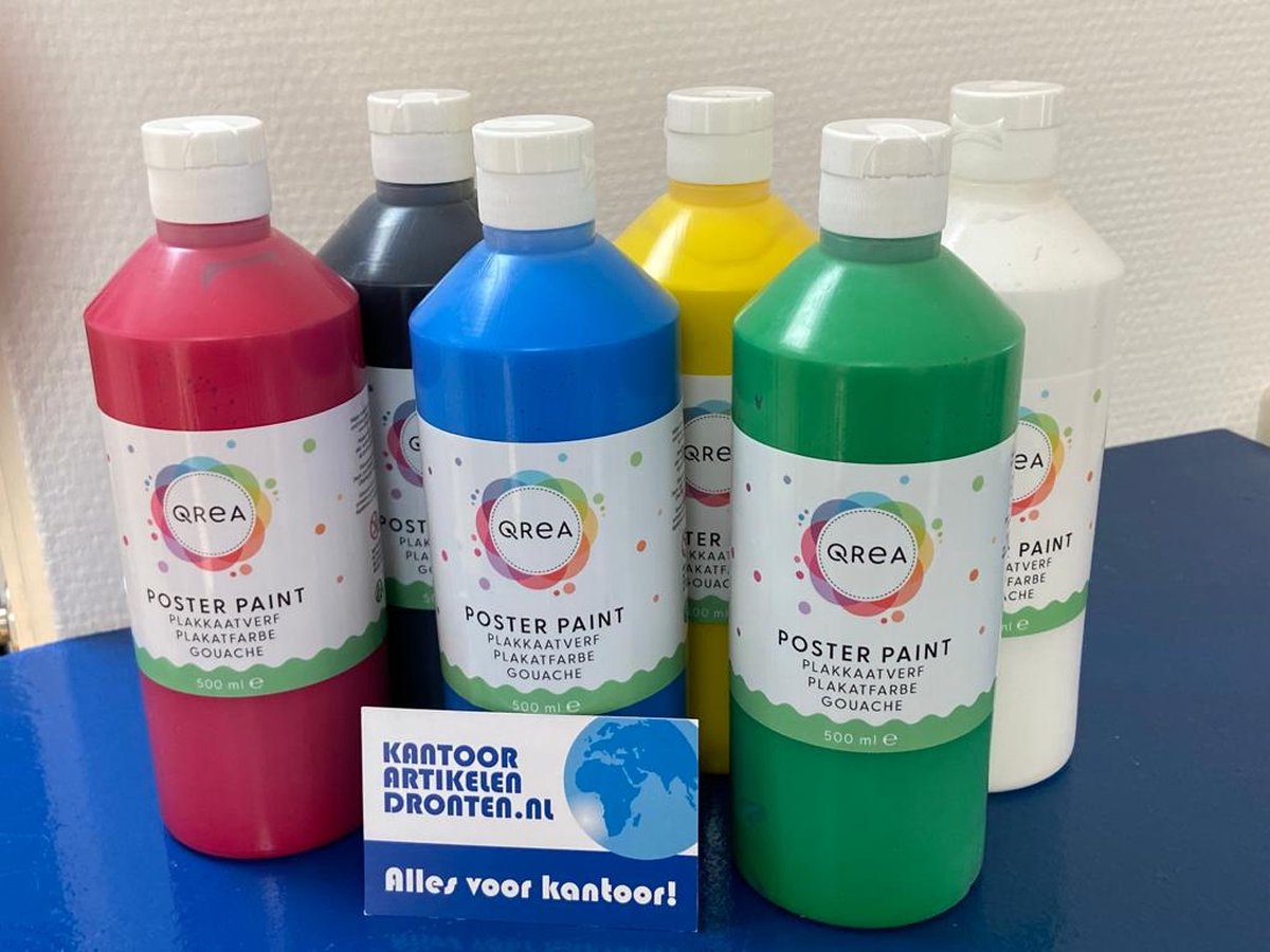Plakkaatverf Qrea 500ml 6 kleuren