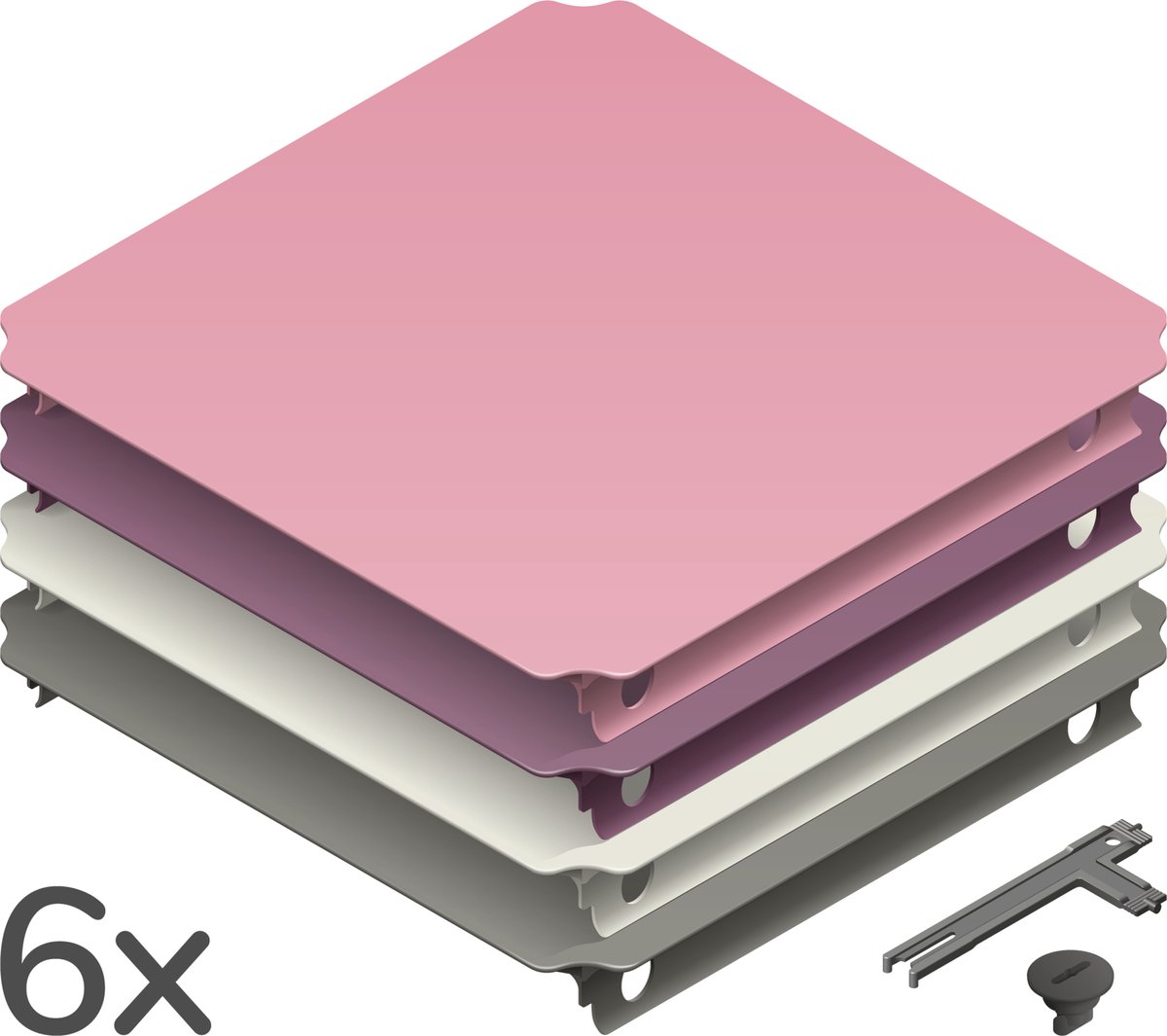 Quadro Home Panelen Set L (6 stuks) - Roze/Grijs