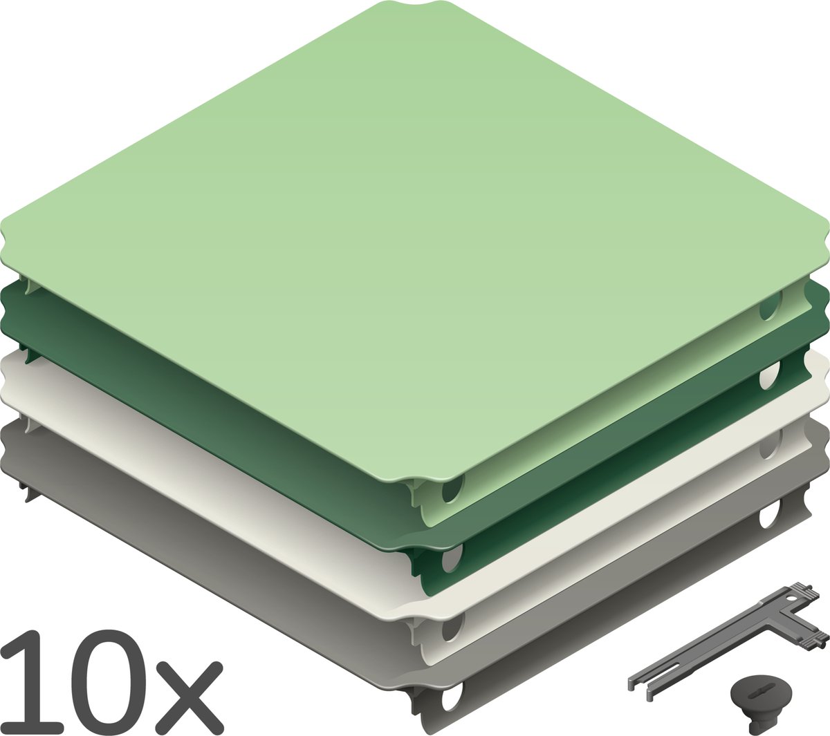 Quadro Home Panelen Set XXL (10 stuks) - Groen/Grijs