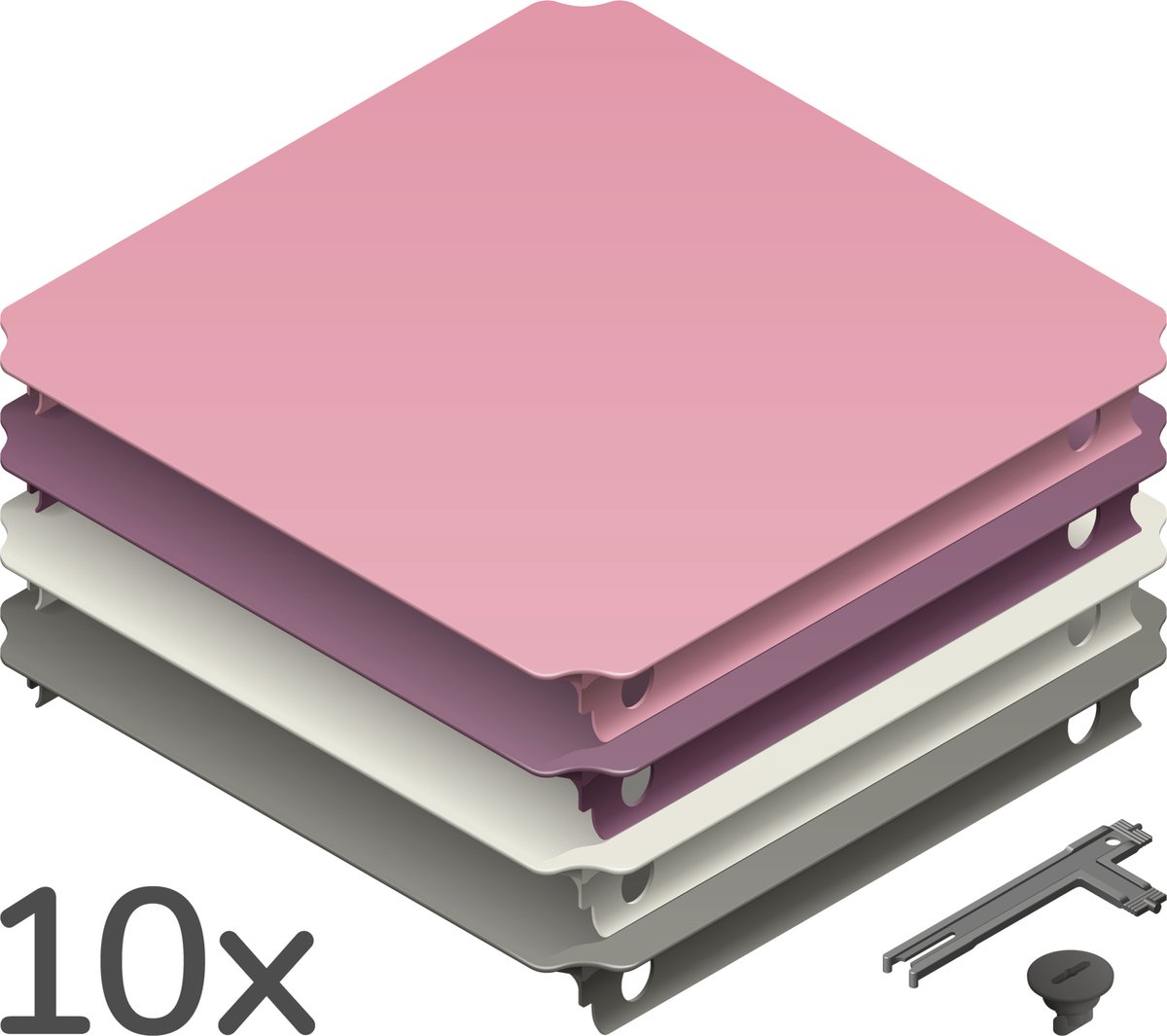 Quadro Home Panelen Set XXL (10 stuks) - Roze/Grijs