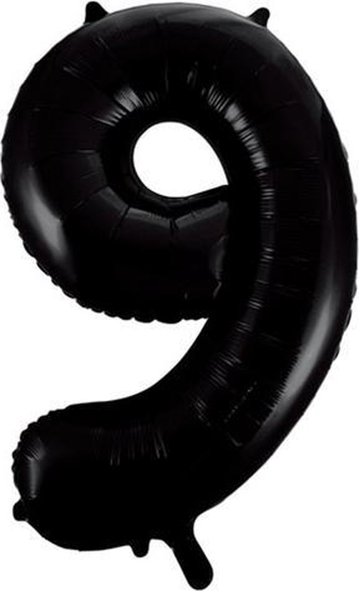Cijfer 9 zwart helium 86 cm.