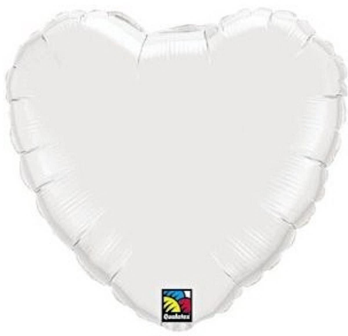 Folie ballon wit hart 45 cm