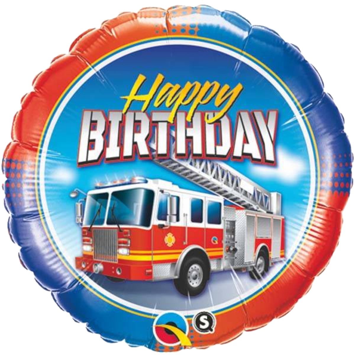 Folieballon - Happy birthday - Brandweer auto - 46cm - Zonder vulling