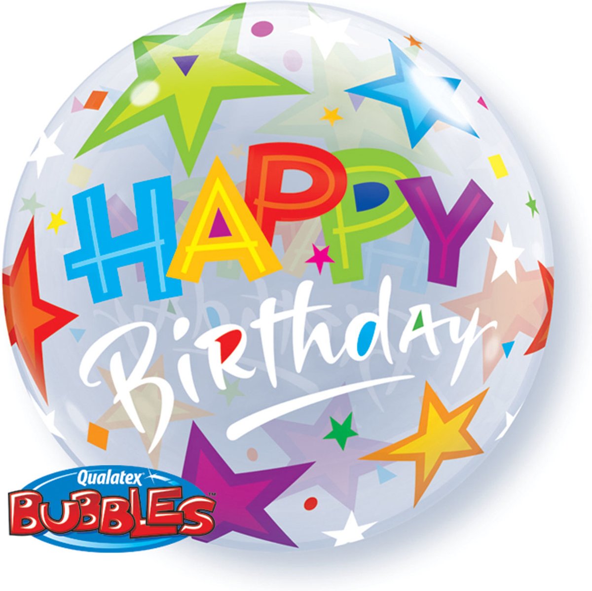 Happy Birthday Stars Bubbles Ballon 56cm