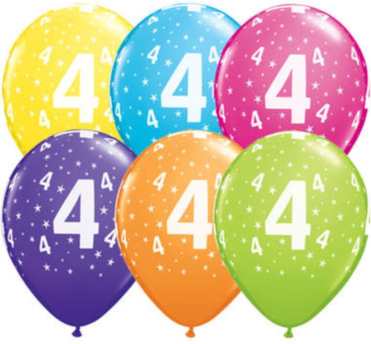 Meerkleurige 4 Jaar Ballonnen 28cm - 25 stuks