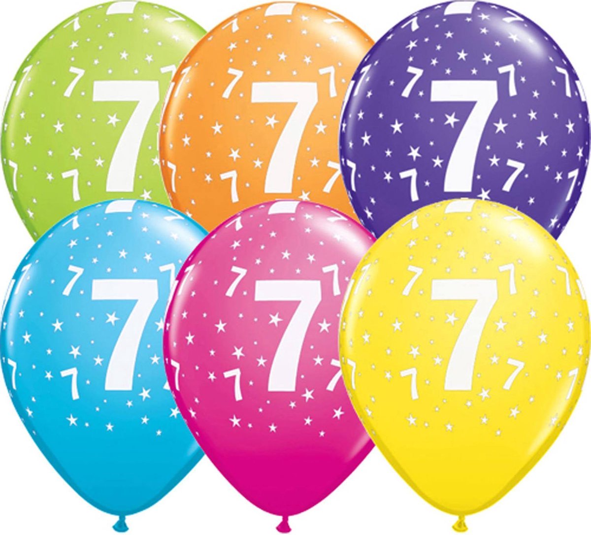Meerkleurige 7 Jaar Ballonnen 28cm - 25 stuks