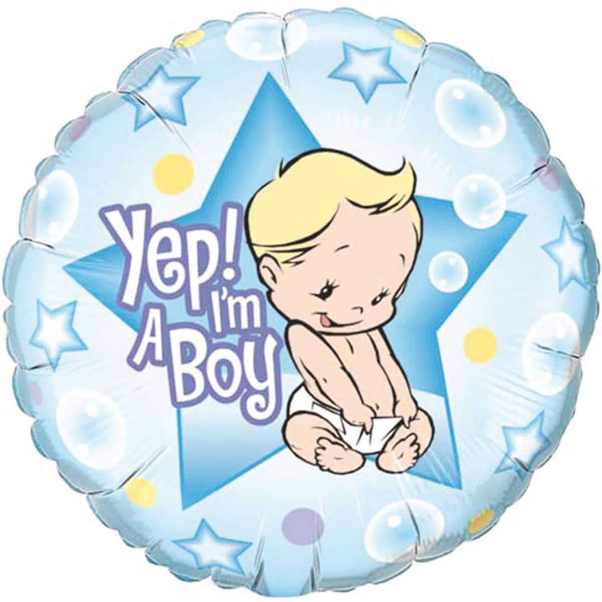 Yep Im A Boy Geboorteballon jongen - 46cm