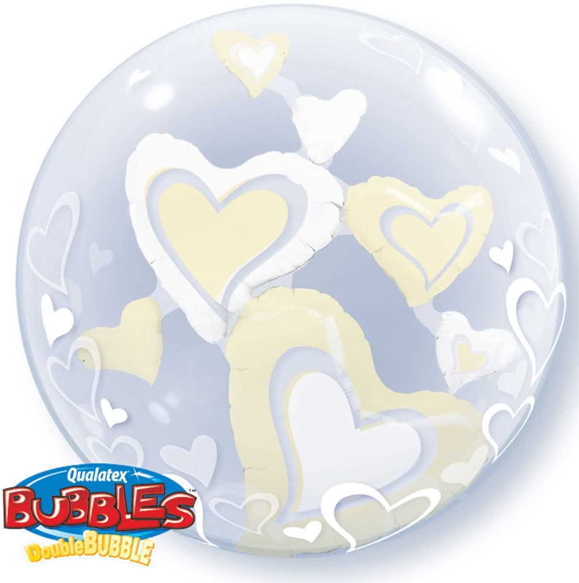 Zilveren Hartjes Bubbles Ballon 61cm