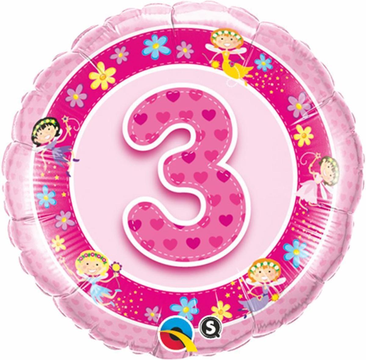 folieballon - cijfer 3 - 46 cm , leeg
