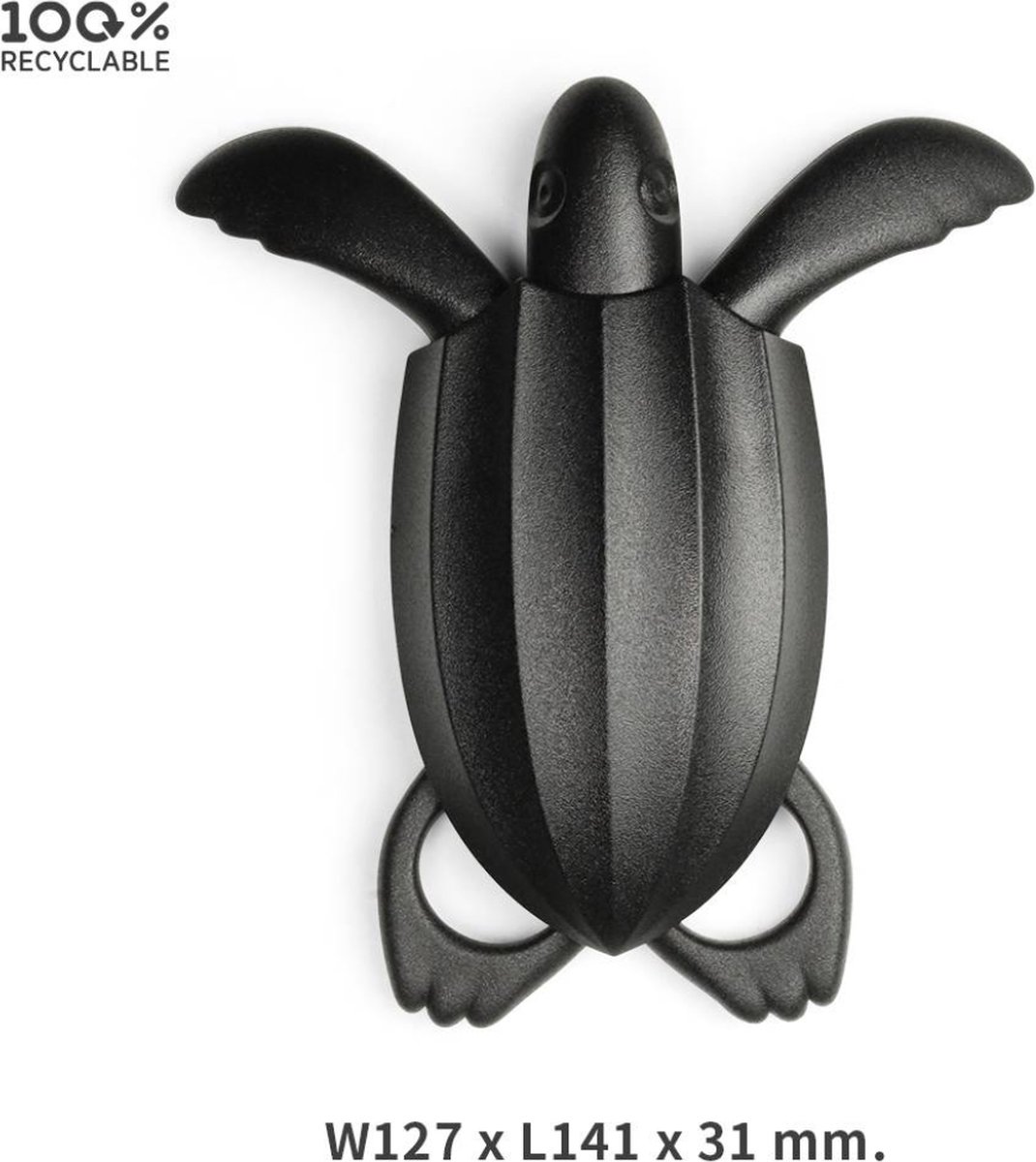 Qualy Leatherback Turtle Scissors Zwart Gerecycled PP + Roestvrij staal W127xL141x31mm 127 g