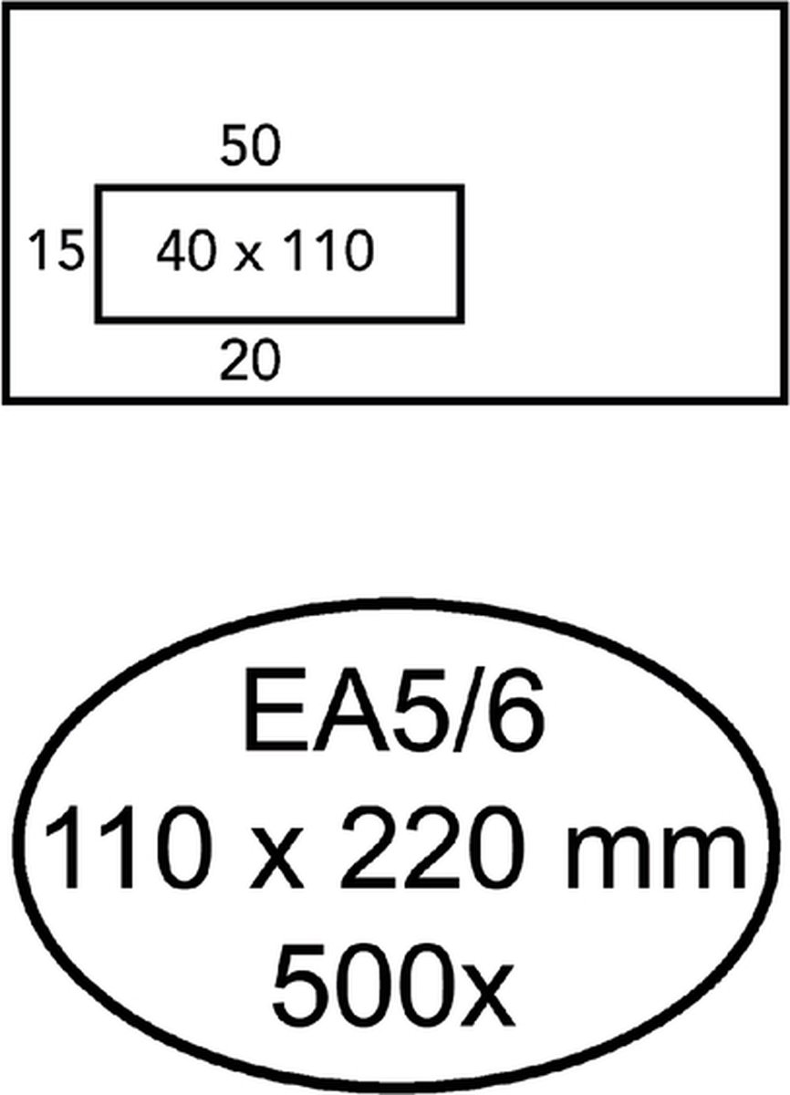 Envelop Quantore 110x220mm venster 4x11cm links zelfkl 500st