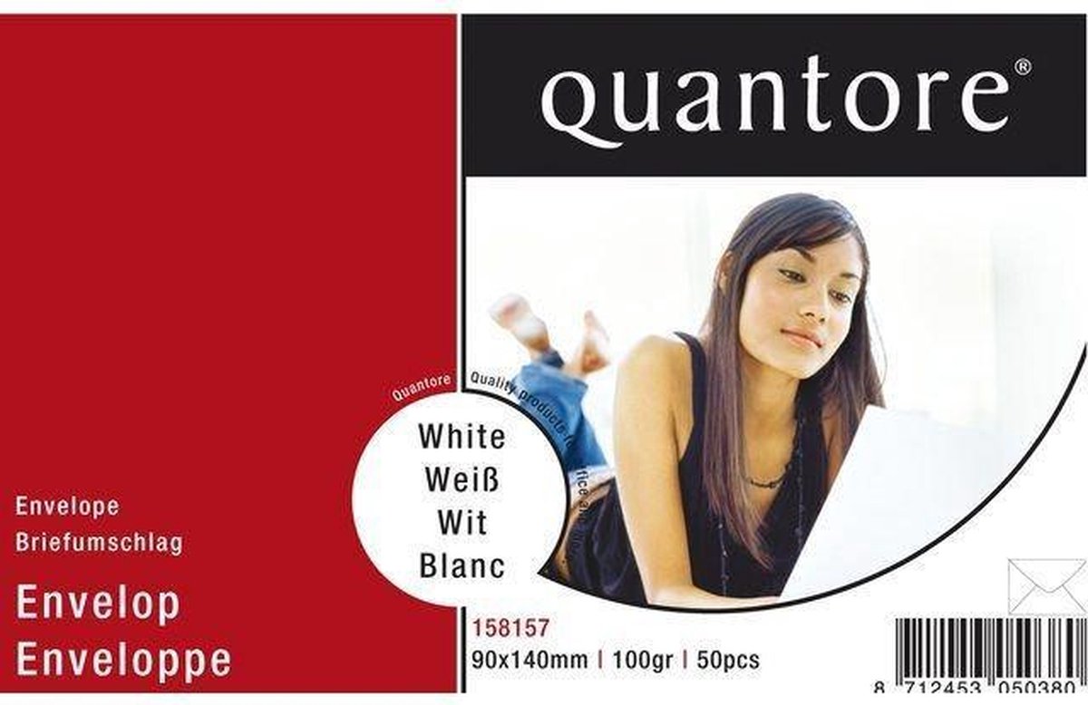 Envelop Quantore voor visitekaartjes 90x140mm 95gr wit 50st.