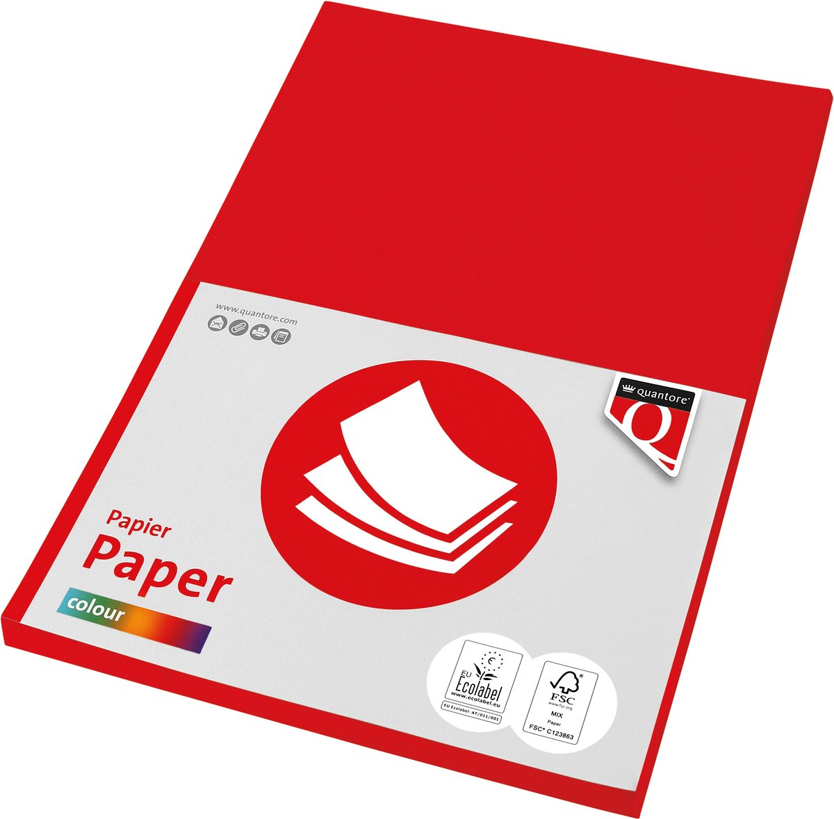 Kopieerpapier Quantore Colour A4 160gr felrood 50 vel