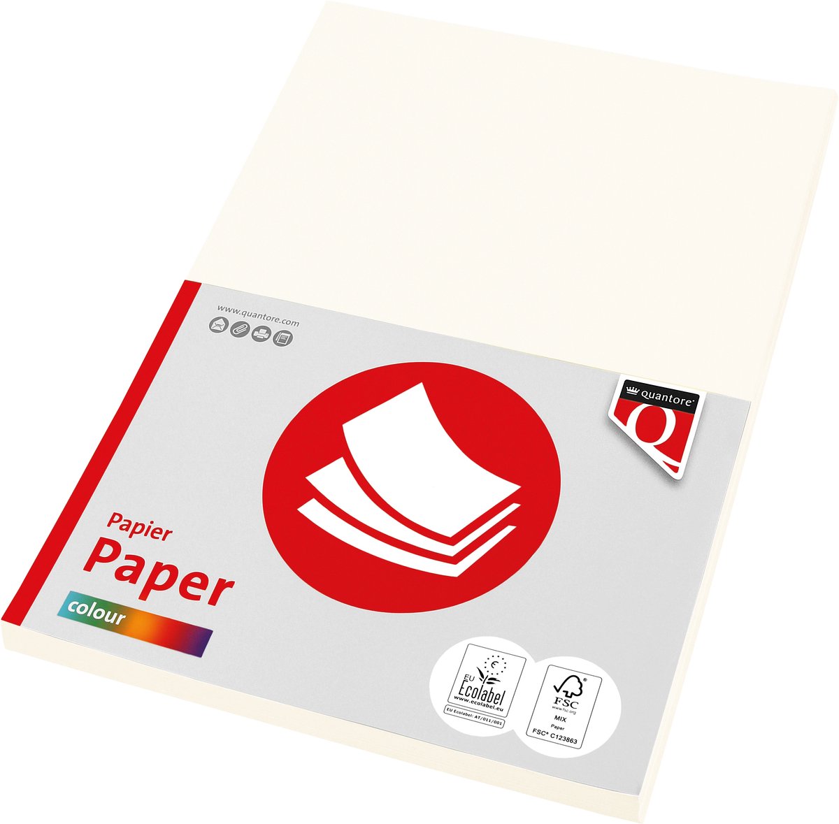 Kopieerpapier Quantore Colour A4 80gr roomwit 100 vel